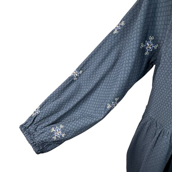 Knox Rose X-Large Shift Dress Embroidered Long Sleeve Tasseled Keyhole V-Neck - Picture 3 of 9